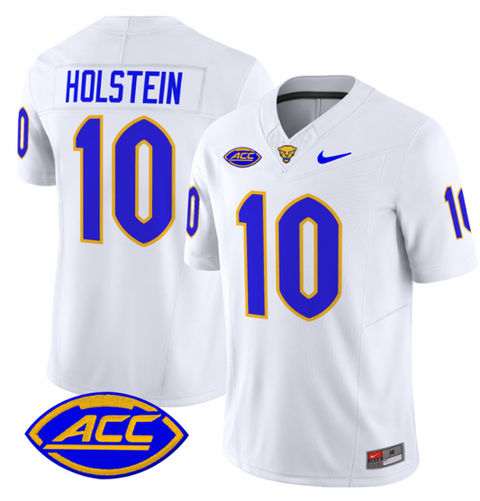 Eli Holstein Jersey #10 Pittsburgh Panthers Vapor Limited College Football Stitched White