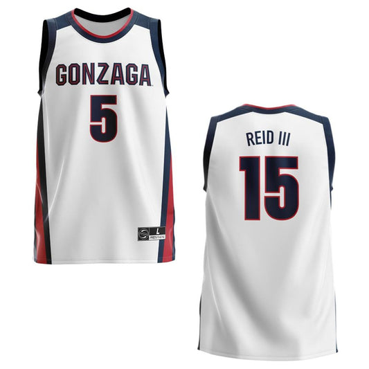 Efton Reid III Jersey Gonzaga Bulldogs College Basketball White #151