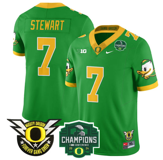 Evan Stewart Jersey #7 Oregon Ducks 2024 Big Ten Champions Football Green