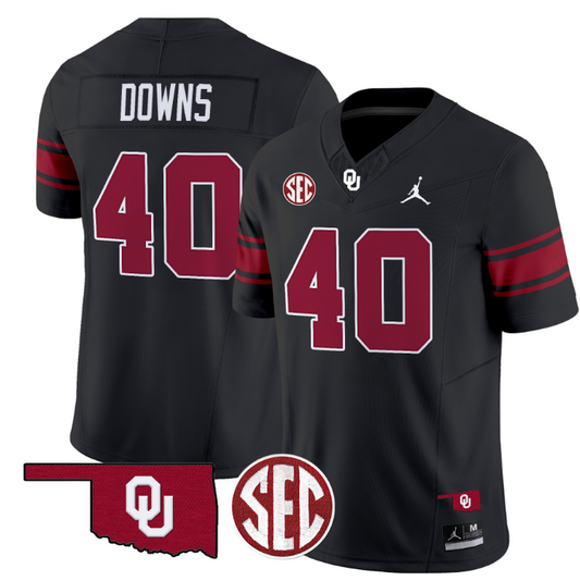 Ethan Downs Jersey #40 Oklahoma Sooners Football Throwback Vapor Limited Stitched Black