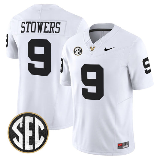 Eli Stowers Jersey #9 Vanderbilt Commodores 2025 Limited Stitched White