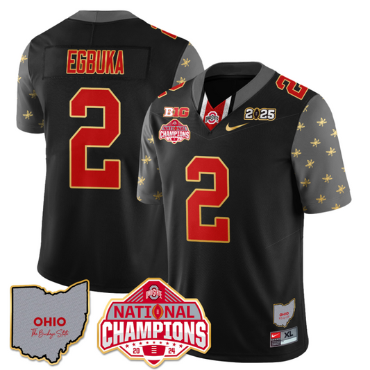 Emeka Egbuka Jersey #2 Ohio State National Champions 2025 Patch Black