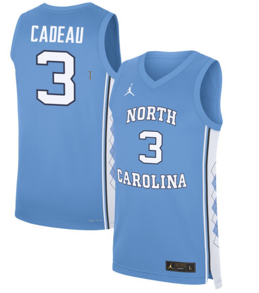 Elliot Cadeau Jersey #3 North Carolina Tar Heels Basketball Blue