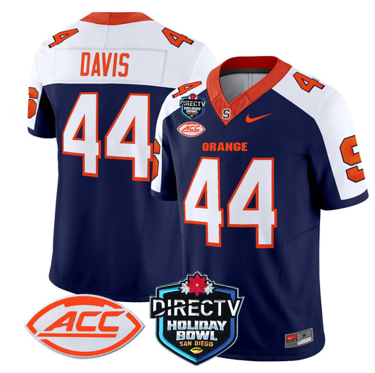 Ernie Davis Jersey #44 Syracuse Orange 2025 Holiday Bowl Patch Navy Alternate