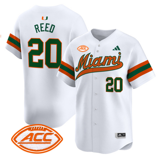 Ed Reed Jersey #20 Miami Hurricanes 2024 Baseball Stitched White