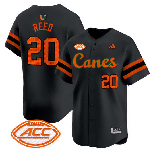 Ed Reed Jersey #20 Miami Hurricanes 2024 Baseball V2 Stitched Black