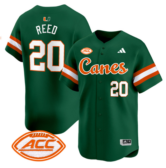 Ed Reed Jersey #20 Miami Hurricanes 2024 Baseball V2 Stitched Green