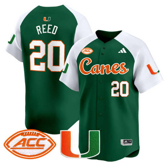 Ed Reed Jersey #20 Miami Hurricanes 2024 Baseball V2 Stitched Green Alternate