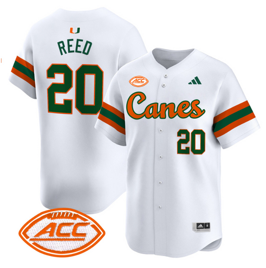 Ed Reed Jersey #20 Miami Hurricanes 2024 Baseball V2 Stitched White
