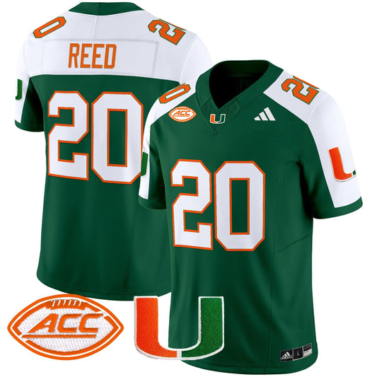 Ed Reed Jersey #20 Miami Hurricanes 2025 Vapor Limited Stitched Green Alternate