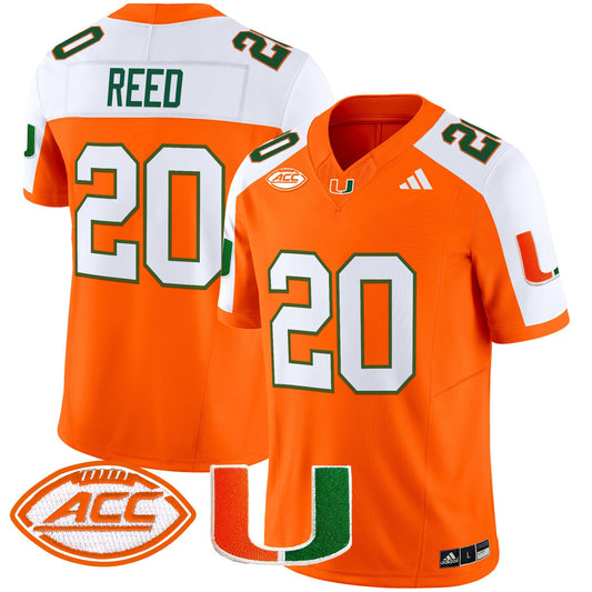 Ed Reed Jersey #20 Miami Hurricanes 2025 Vapor Limited Stitched Orange Alternate