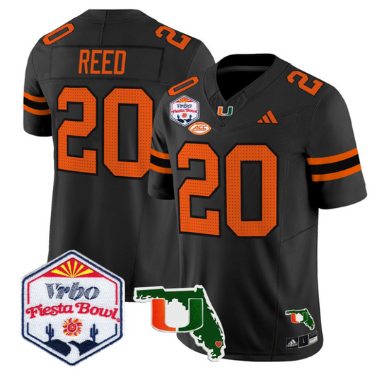 Ed Reed Jersey #20 Miami Hurricanes 2026 Fiesta Bowl Florida Stitched Black