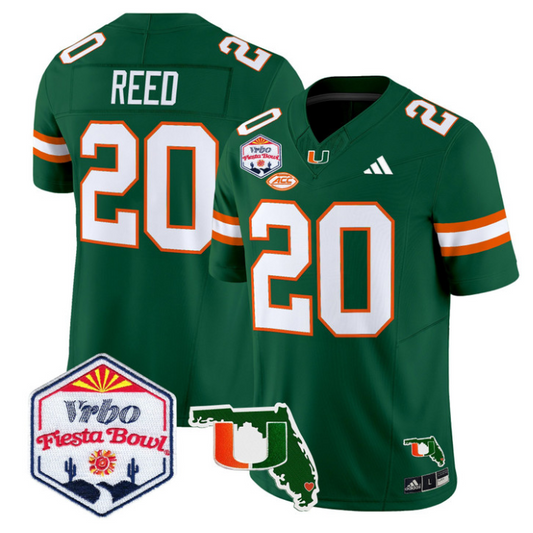 Ed Reed Jersey #20 Miami Hurricanes 2026 Fiesta Bowl Florida Stitched Green