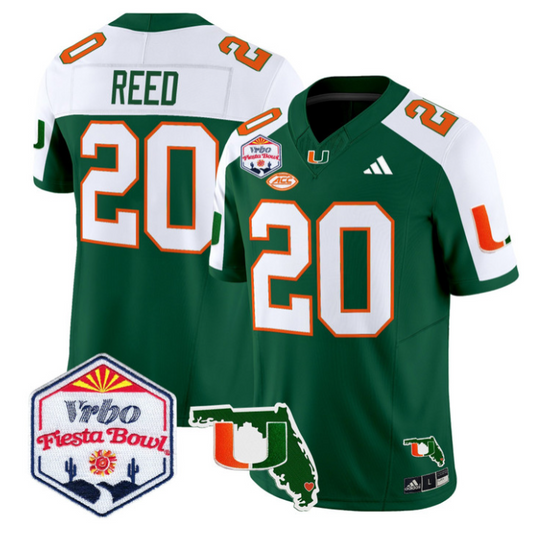 Ed Reed Jersey #20 Miami Hurricanes 2026 Fiesta Bowl Florida Stitched Green Alternate