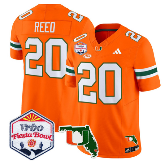 Ed Reed Jersey #20 Miami Hurricanes 2026 Fiesta Bowl Florida Stitched Orange