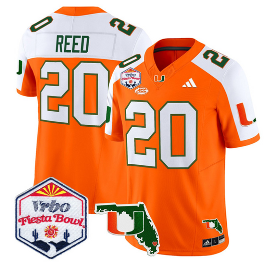 Ed Reed Jersey #20 Miami Hurricanes 2026 Fiesta Bowl Florida Stitched Orange Alternate