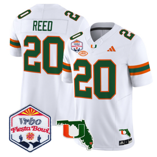 Ed Reed Jersey #20 Miami Hurricanes 2026 Fiesta Bowl Florida Stitched White