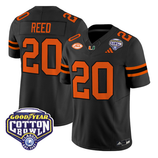 Ed Reed Jersey #20 Miami Hurricanes 2025 Cotton Bowl Patch Stitched