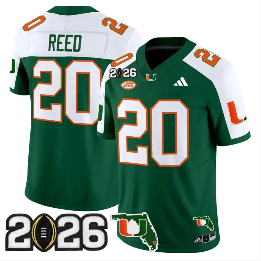 Ed Reed Jersey #20 Miami Hurricanes 2026 CFP Final Patch Stitched