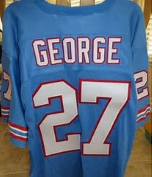 Eddie George Jersey Houston Oilers Custom Throwback Football Blue