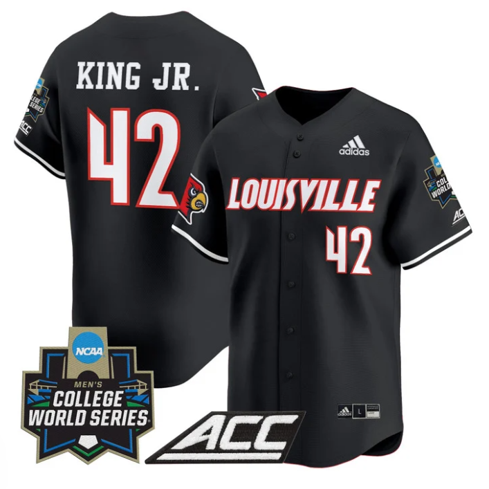 Eddie King Jr Jersey #42 Louisville Cardinals 2025 World Series Black