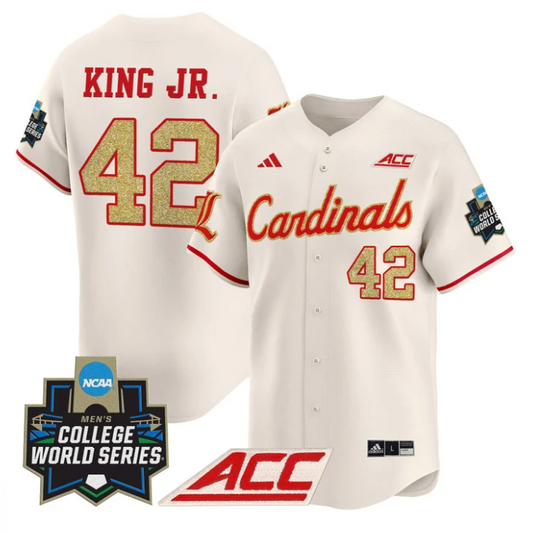 Eddie King Jr Jersey #42 Louisville Cardinals 2025 World Series Cream