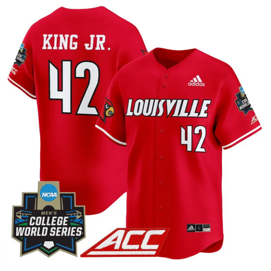Eddie King Jr Jersey #42 Louisville Cardinals 2025 World Series Red