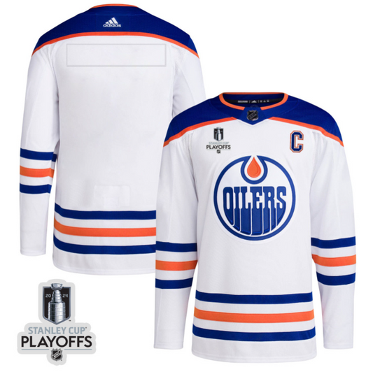 Edmonton Oilers 2024 NHL Playoffs Patch Away Jersey - Men, White