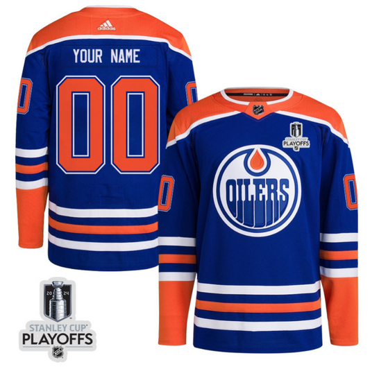 Edmonton Oilers 2024 NHL Playoffs Patch Home Jersey Customized - Men