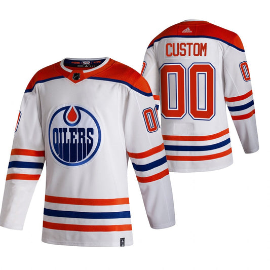 Edmonton Oilers Custom White 2020-21 Reverse Retro Alternate NHL Jersey