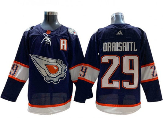 Edmonton Oilers #29 Leon Draisaitl Navy 2022&23 Reverse Retro Jersey
