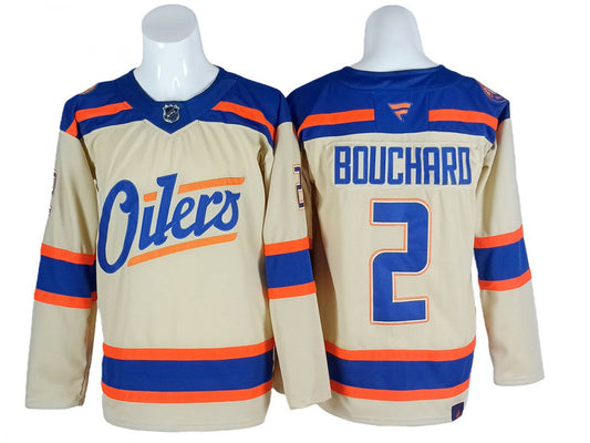 Edmonton Oilers #2 Evan Bouchard Light Beige Alternate Jersey