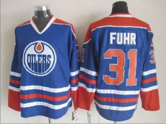 Edmonton Oilers #31 Grant Fuhr Vintage CCM Jersey - Blue
