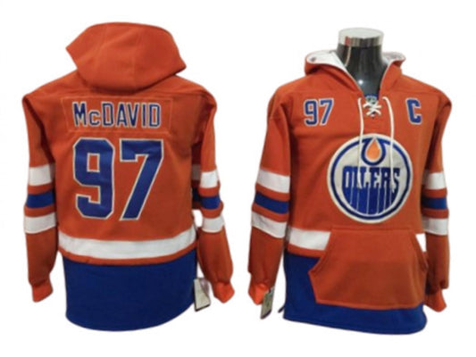 Edmonton Oilers #97 Connor McDavid One Front Pocket Pullover Hoodie Orange
