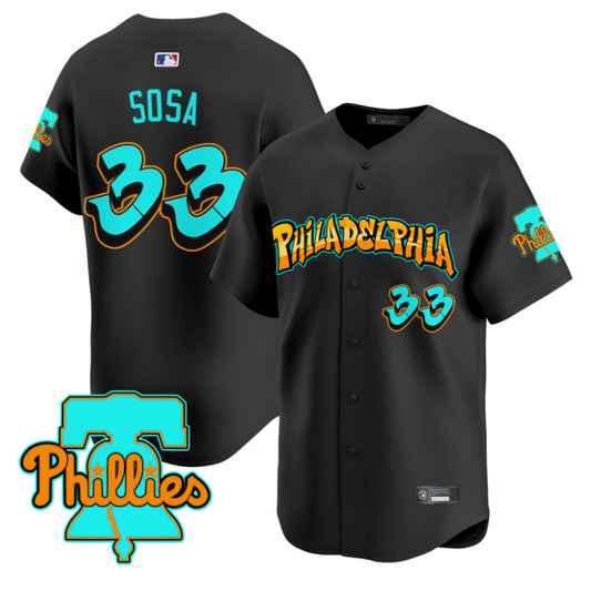 Edmundo Sosa Jersey #33 Philadelphia Phillies Graffiti Broad Street Edition Black