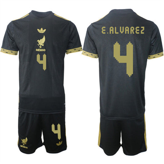Edson Alvarez Jersey #4 Mexico Black Gold 2025 - 26 Soccer Suit