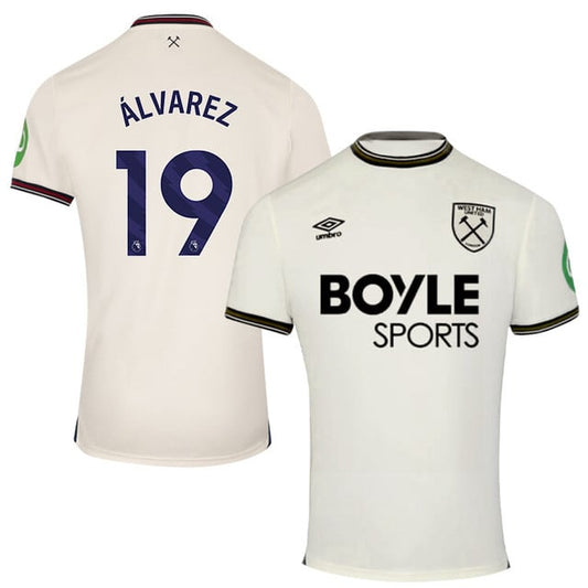 Edson Alvarez #19 West Ham United 2025-26 Away Match Jersey – Cream