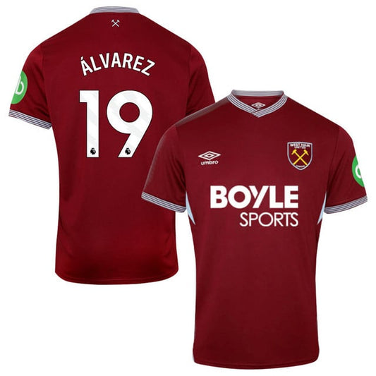 Edson Alvarez #19 West Ham United 2025-26 Home Match Jersey – Burgundy