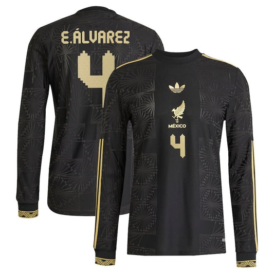 Edson Alvarez #4 Mexico National Team 2025 Third Long Sleeve Men Jersey – Black