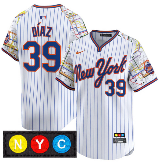 Edwin Díaz Jersey #39 New York Mets Subway Style Vapor Premier Limited Stitched Pinstripe