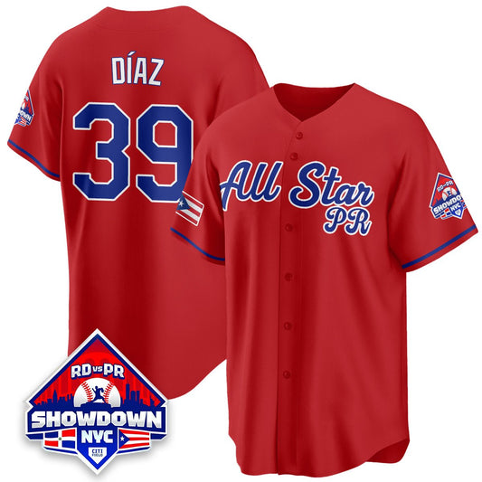 Edwin Díaz Jersey #39 Puerto Rican Baseball All-Star 2025 Stitched Red