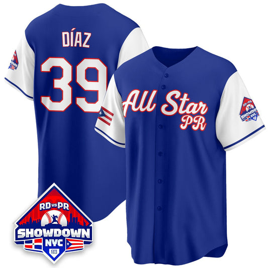 Edwin Díaz Jersey #39 Puerto Rican Baseball All-Star 2025 Stitched White Sleeves