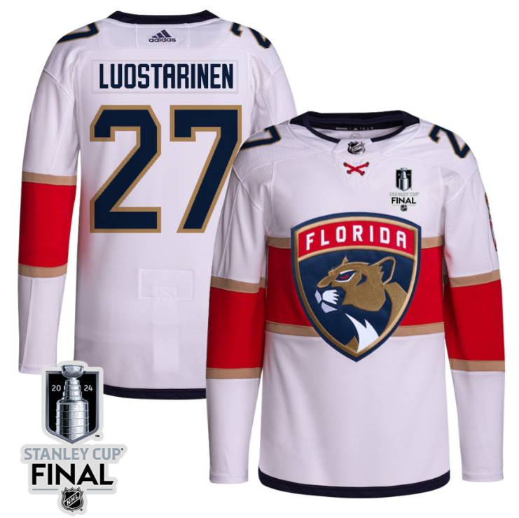 Eetu Luostarinen 27 Florida Panthers 2024 STANLEY CUP Final Away Breakaway Jersey Men, White