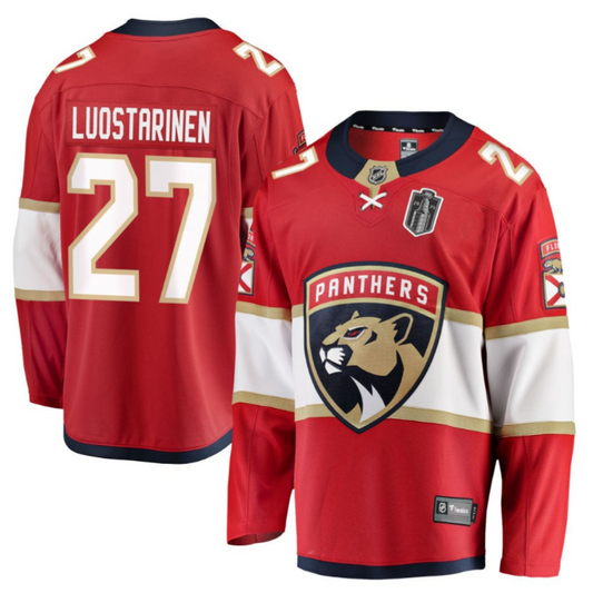 Eetu Luostarinen 27 Florida Panthers 2025 Stanley Cup Final Home Breakaway Men Jersey Red