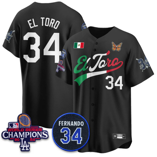 El Toro Jersey #34 Dodgers Mexican El Toro For 34 Stitched Black