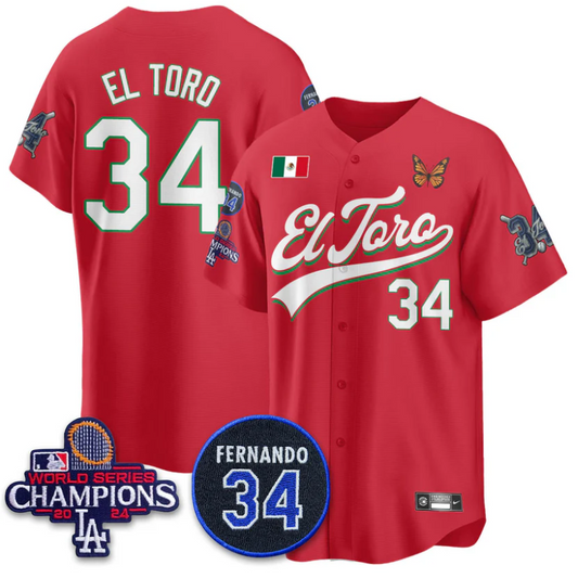 El Toro Jersey #34 Dodgers Mexican El Toro For 34 Stitched Red