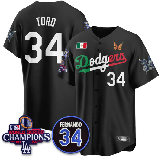 El Toro Jersey #34 Los Angeles Dodgers Mexican For 34 Stitched Black