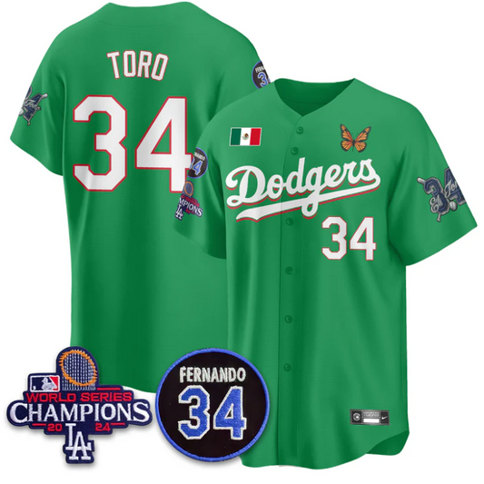 El Toro Jersey #34 Los Angeles Dodgers Mexican For 34 Stitched Green