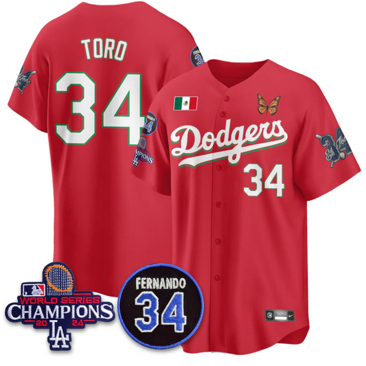 El Toro Jersey #34 Los Angeles Dodgers Mexican For 34 Stitched Red