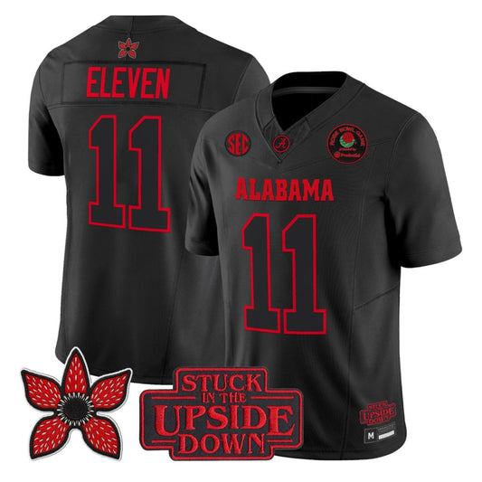 Eleven Jersey #11 Alabama Crimson Stranger Things Edition 2025 Rose Bowl Patch